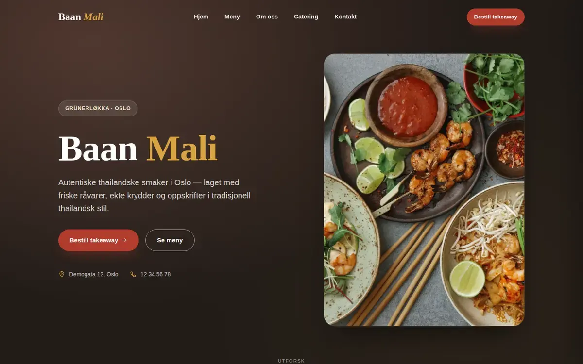 Screenshot of the Baan Mali website, a demo made by Mangset Digital.